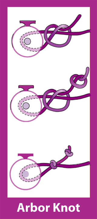 Arbor knot diagram showing how to tie to fishing reel