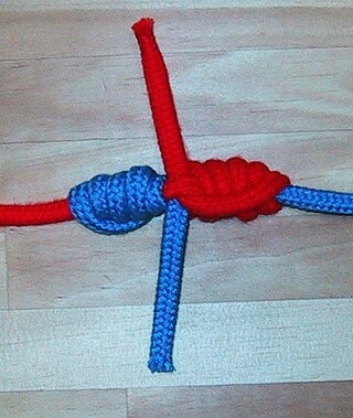 Finished Blood knot joining two fishing lines