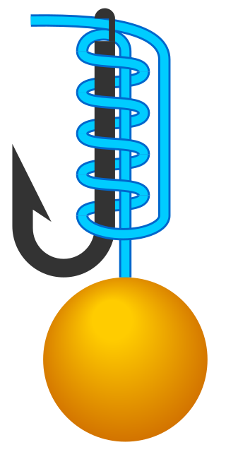 Knotless knot diagram showing fishing line to hook connection